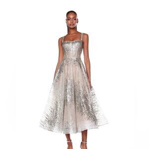 NWOT BRONX AND BANCO MADEMOISELLE SILVER MIDI DRESS, XS, S, M available